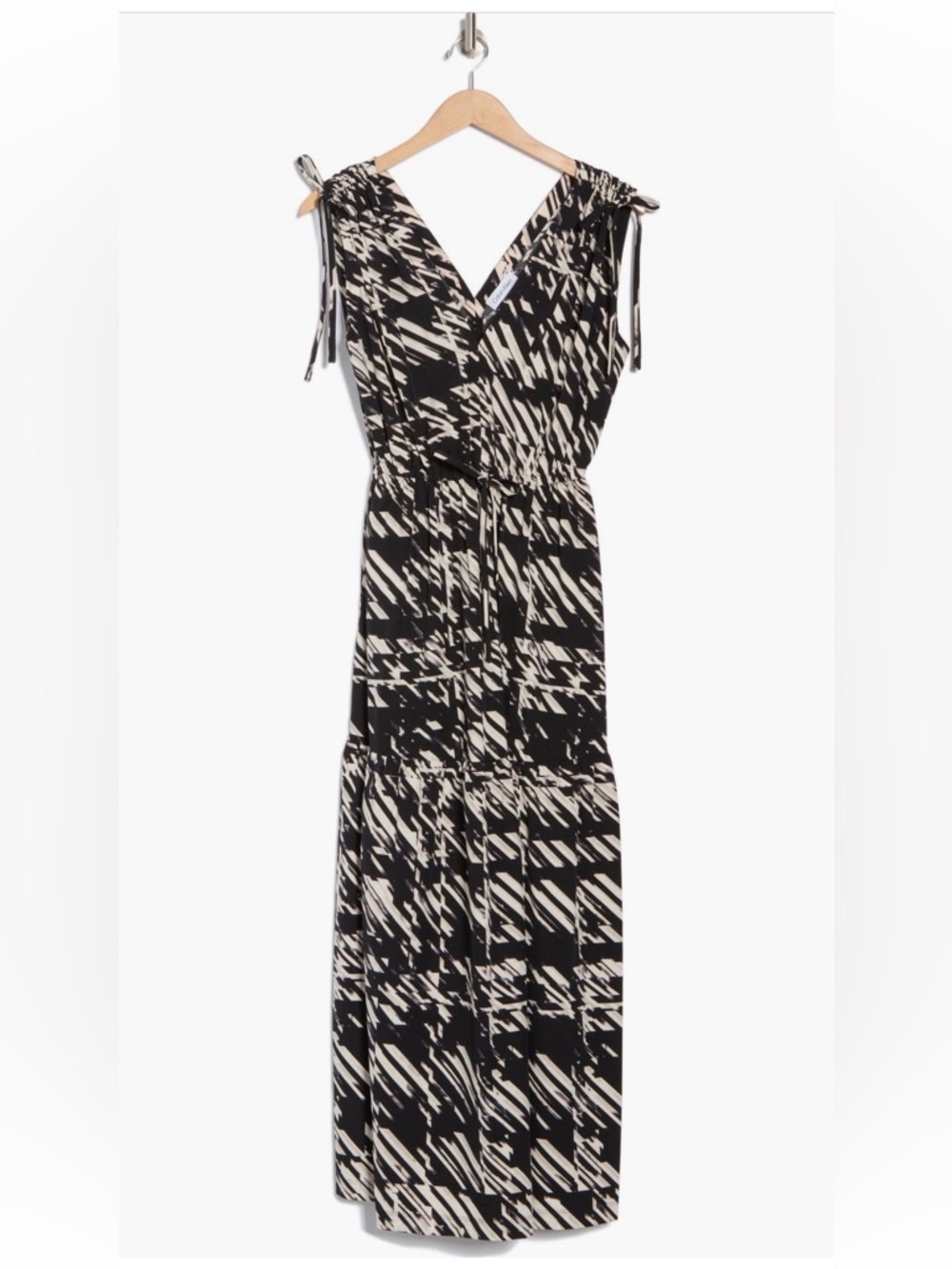 Calvin Klein V Neck Sleeveless Tiered Maxi Dress